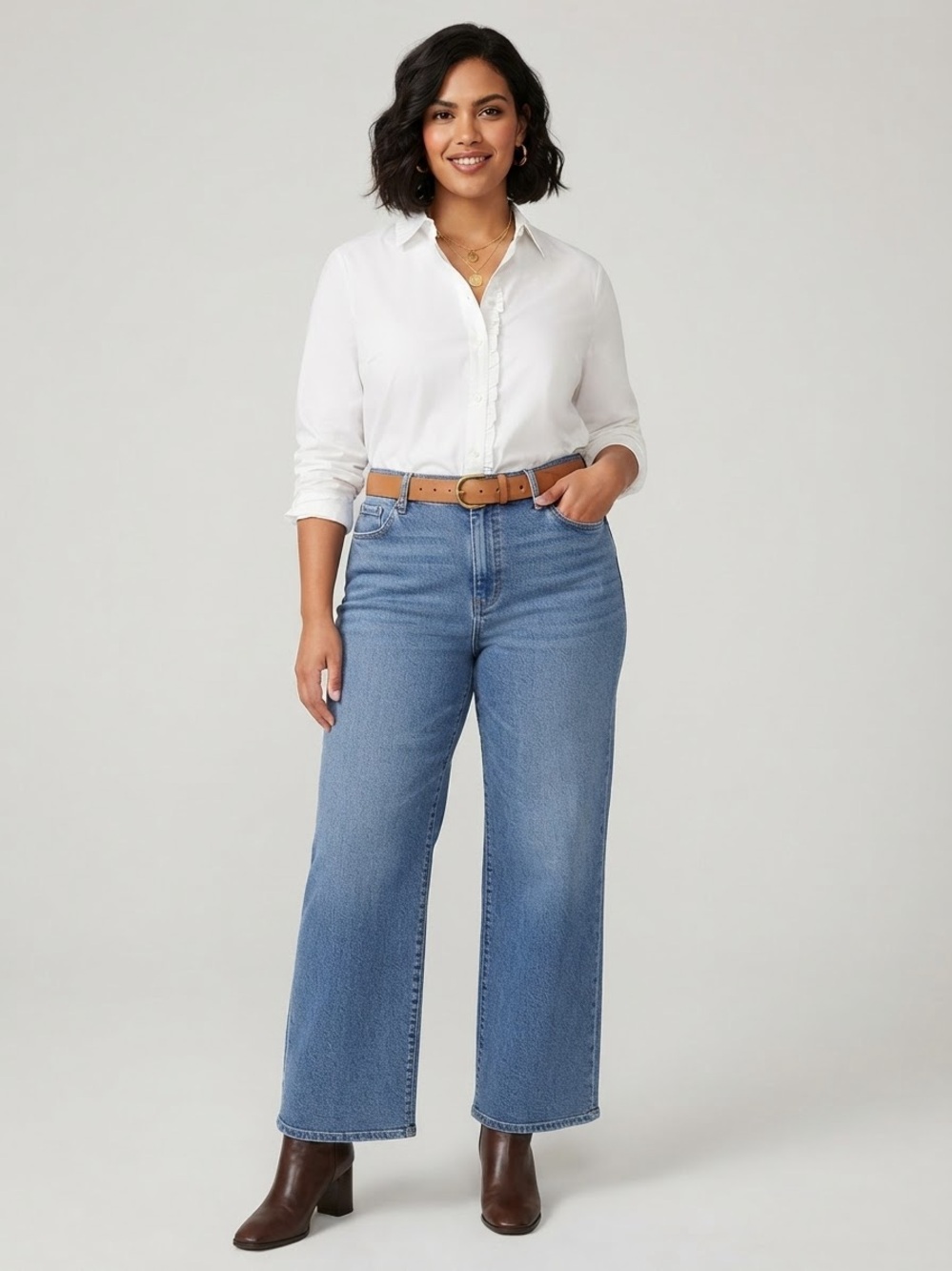 Old Navy Women's Straight-Leg Jeans in Light-Medium Blue